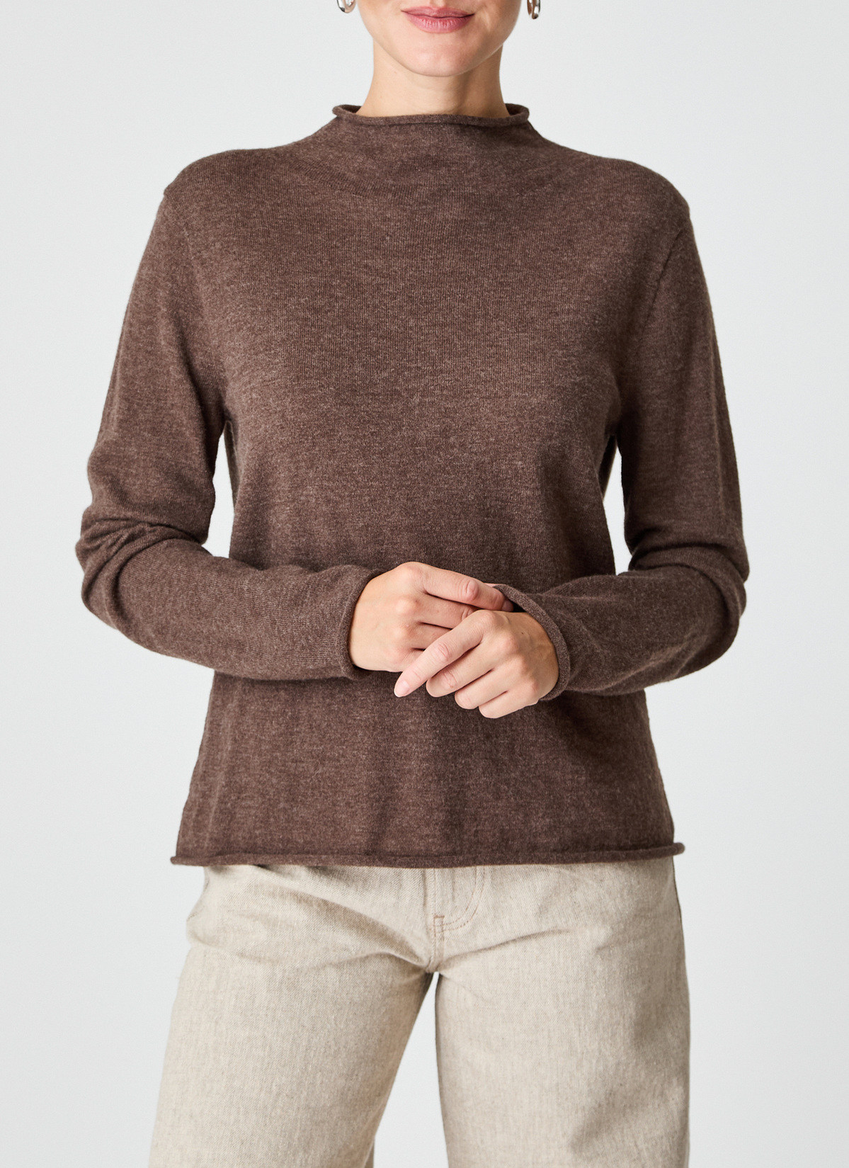 Pullover Stehkragen 1/1 Arm, Hardwood Detailansicht 1