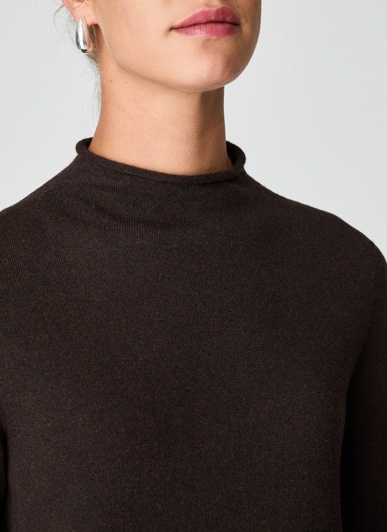 Pullover Stehkragen 1/1 Arm Dark Espresso Frontansicht