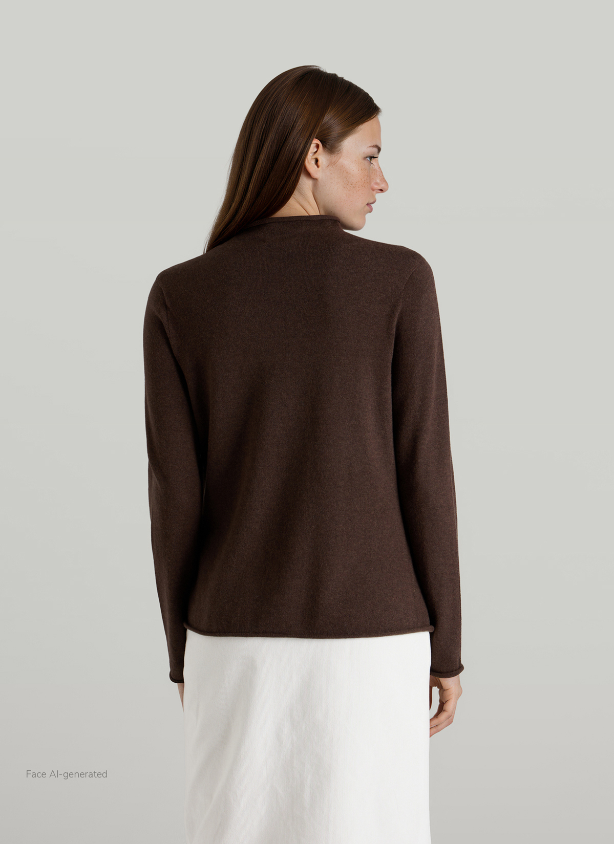 Pullover Stehkragen 1/1 Arm, Dark Coffee Rückansicht