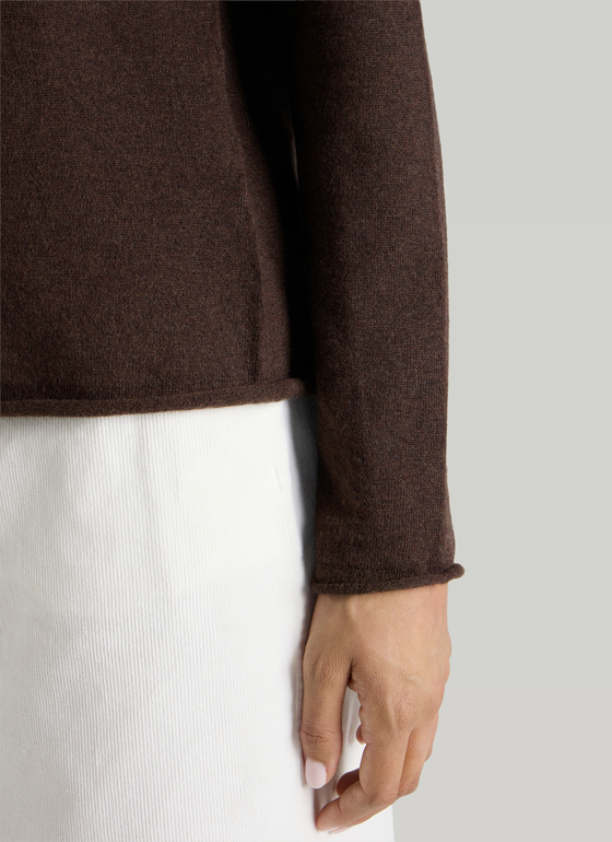 Pullover Stehkragen 1/1 Arm Dark Coffee Frontansicht