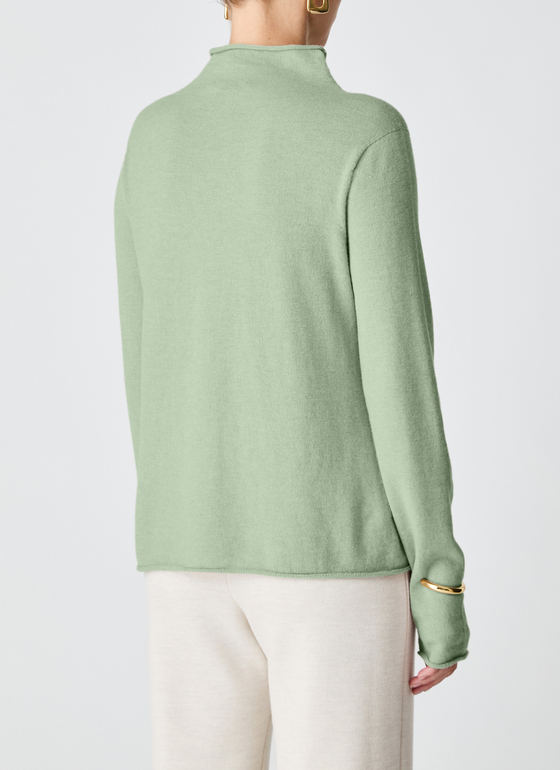 Pullover Stehkragen 1/1 Arm Matcha Tea Frontansicht