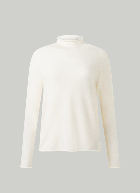 Pullover Stehkragen 1/1 Arm New White Frontansicht