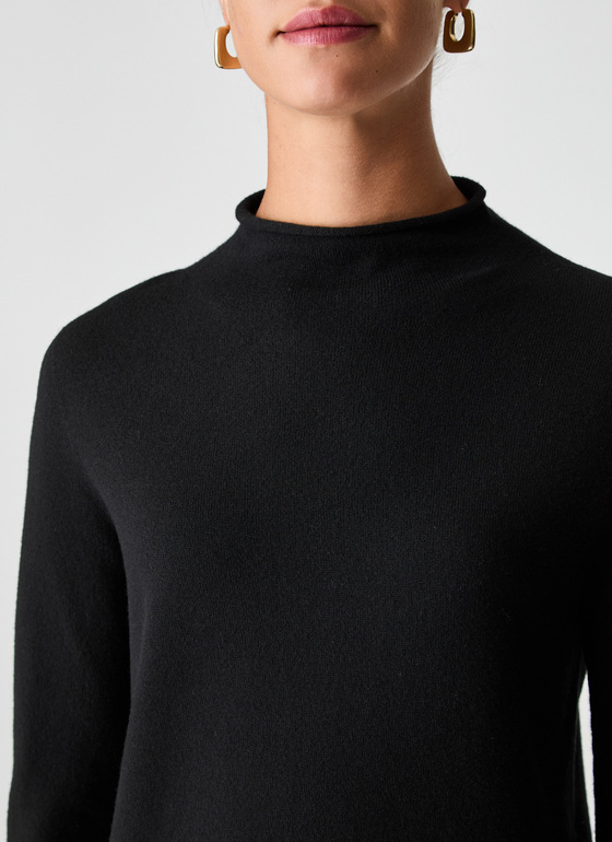 Pullover Stehkragen 1/1 Arm Black Frontansicht