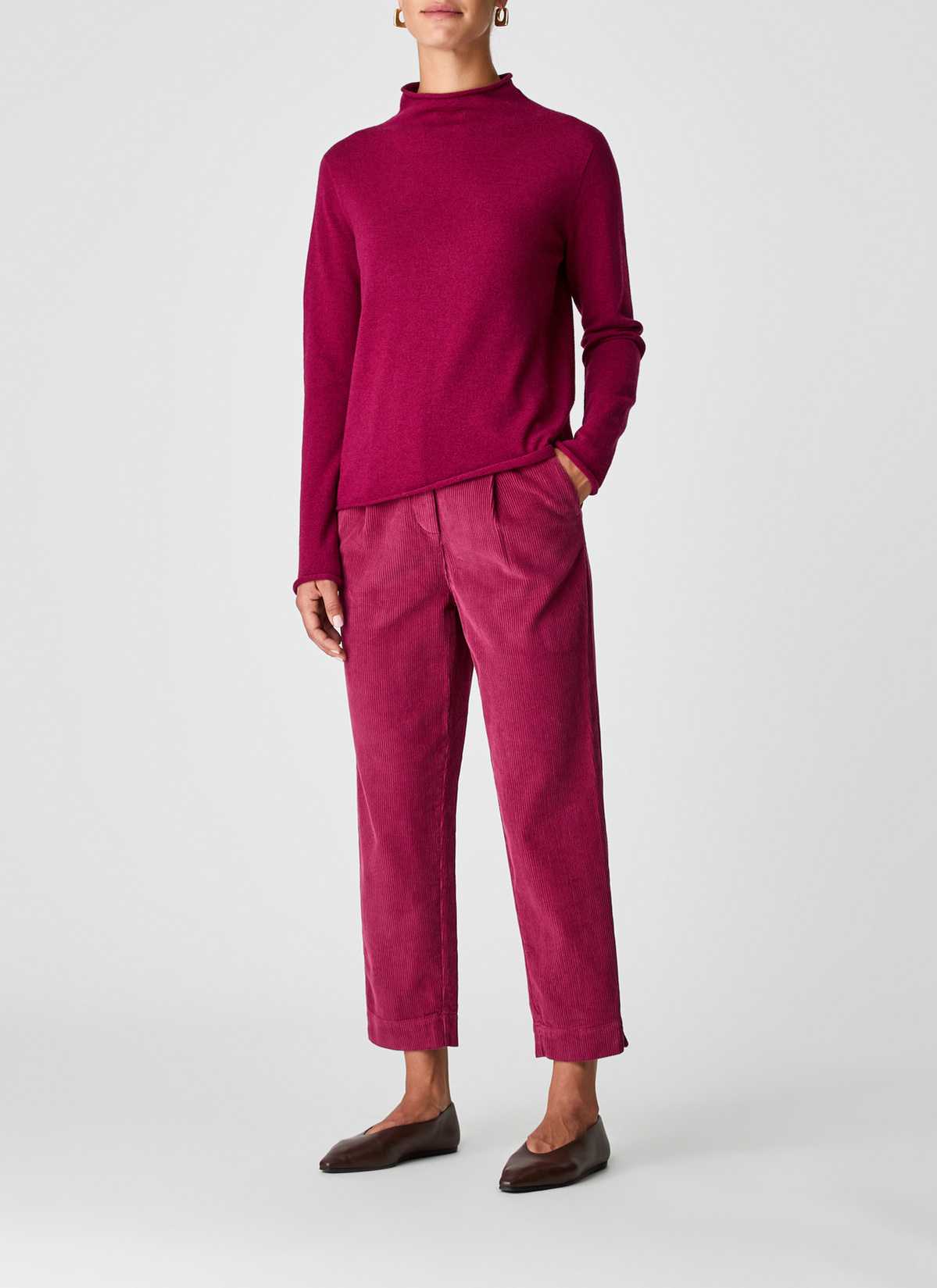 Pullover Stehkragen 1/1 Arm, Bordeaux Detailansicht 2