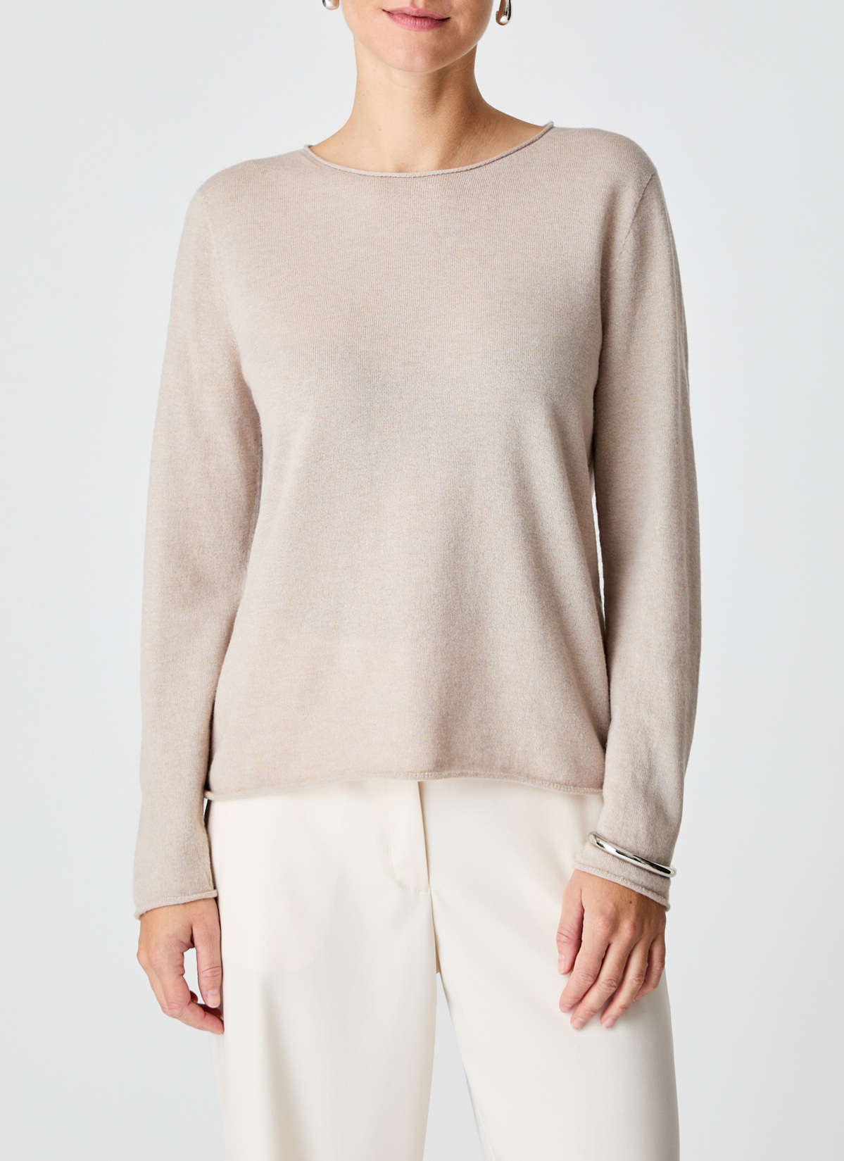 Pullover Rundhals 1/1 Arm, British Tea Frontansicht