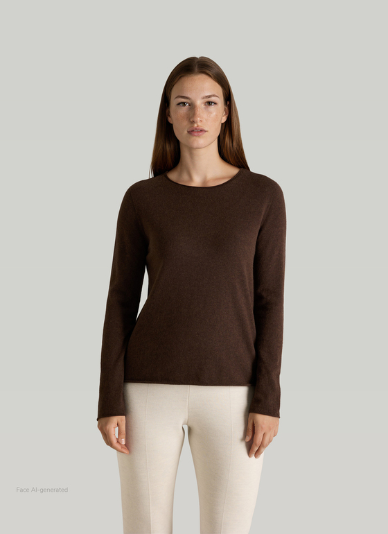 Pullover Rundhals 1/1 Arm Dark Coffee Frontansicht