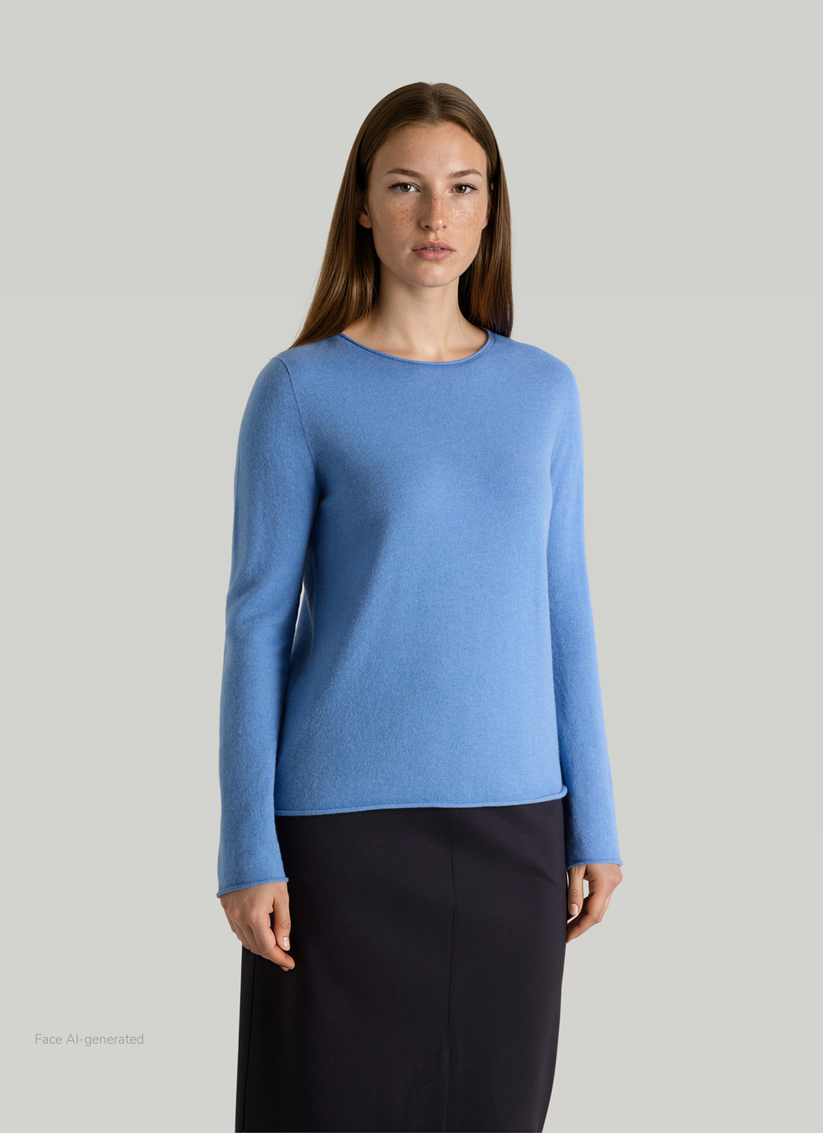 Pullover Rundhals 1/1 Arm, Dutch Blue Frontansicht