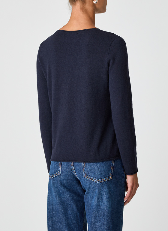 Pullover Rundhals 1/1 Arm Navy Frontansicht