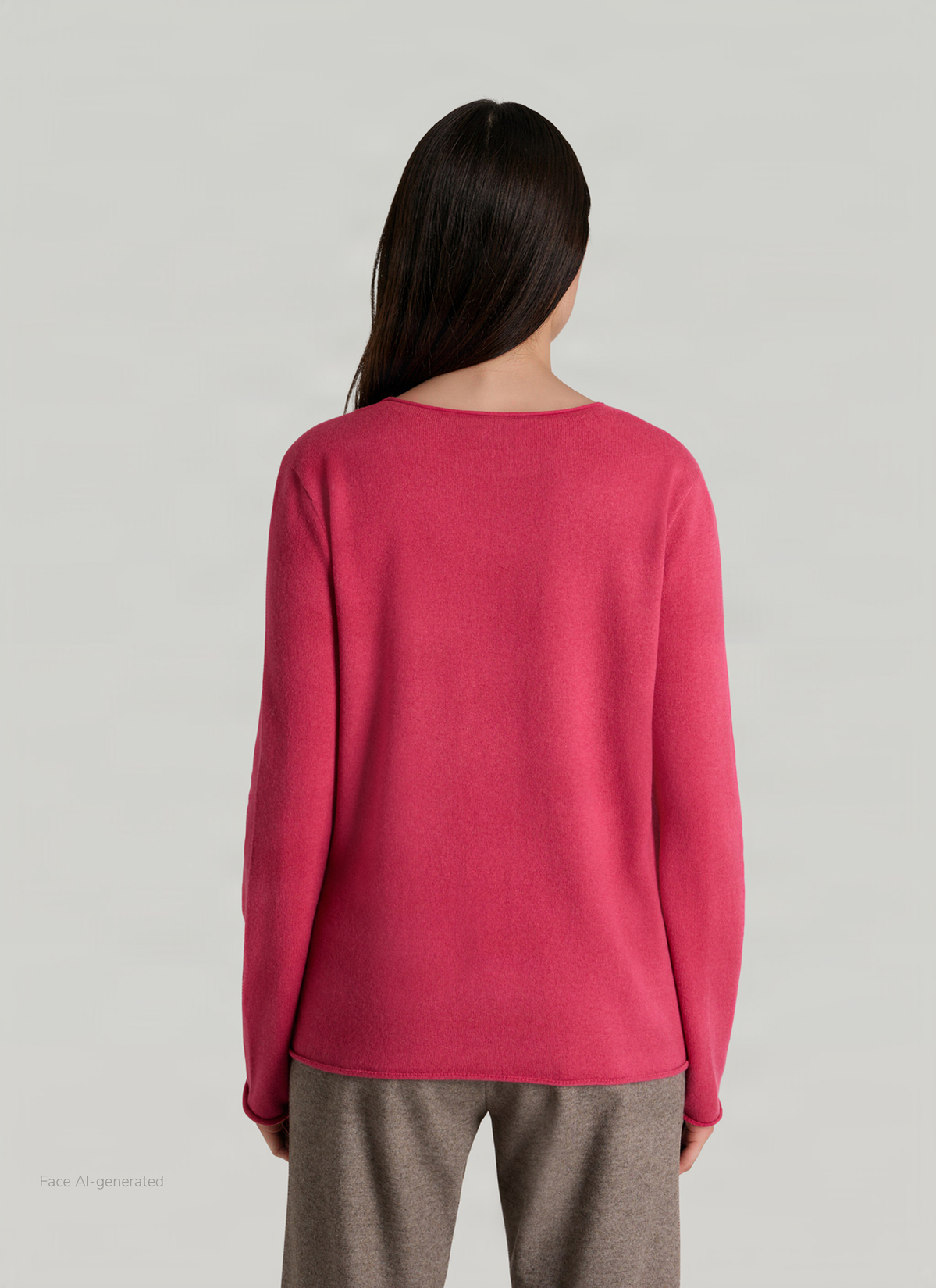 Pullover Rundhals 1/1 Arm, Peony Red Rückansicht