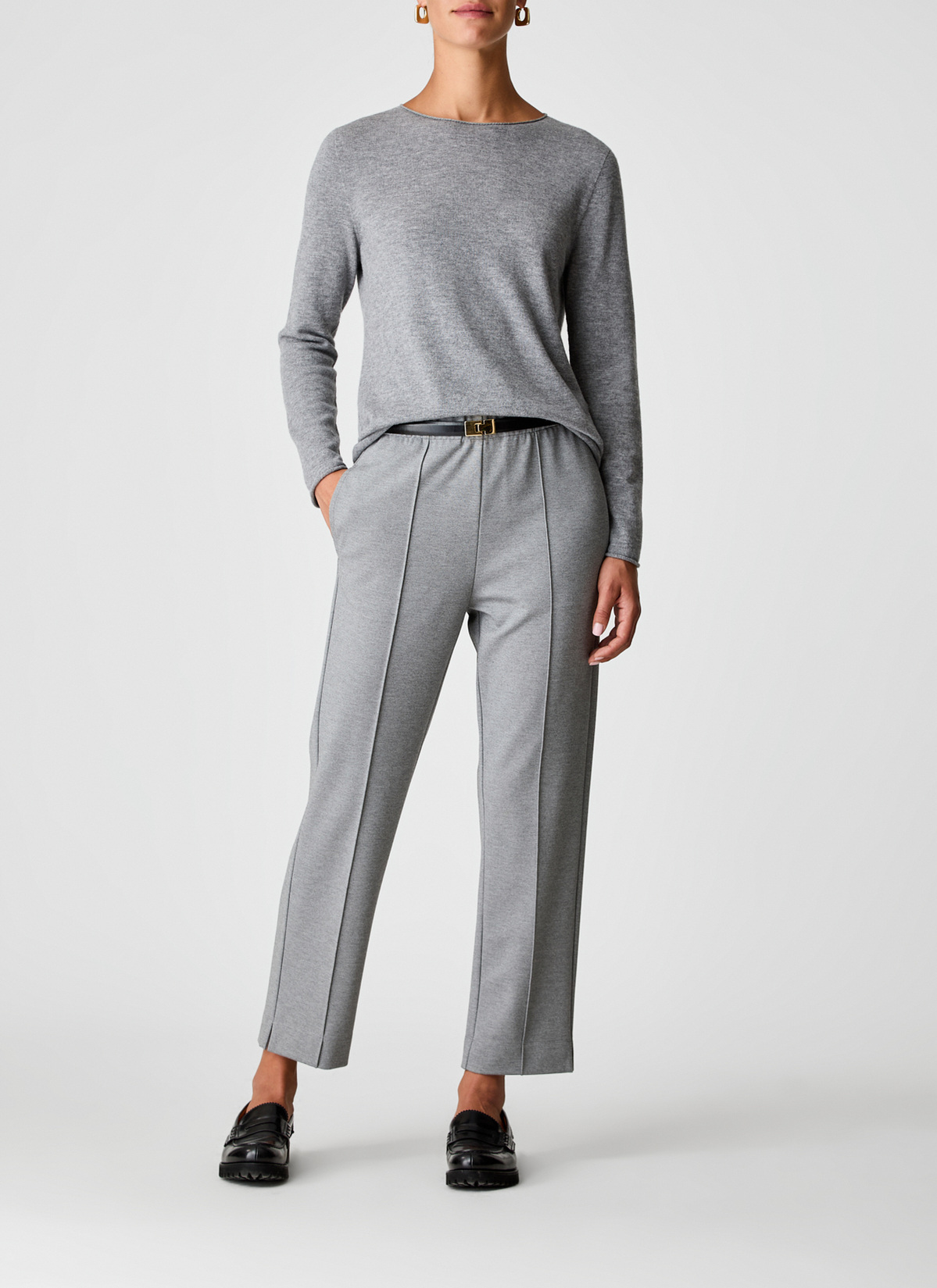 Pullover Rundhals 1/1 Arm, Granite Grey Detailansicht 2