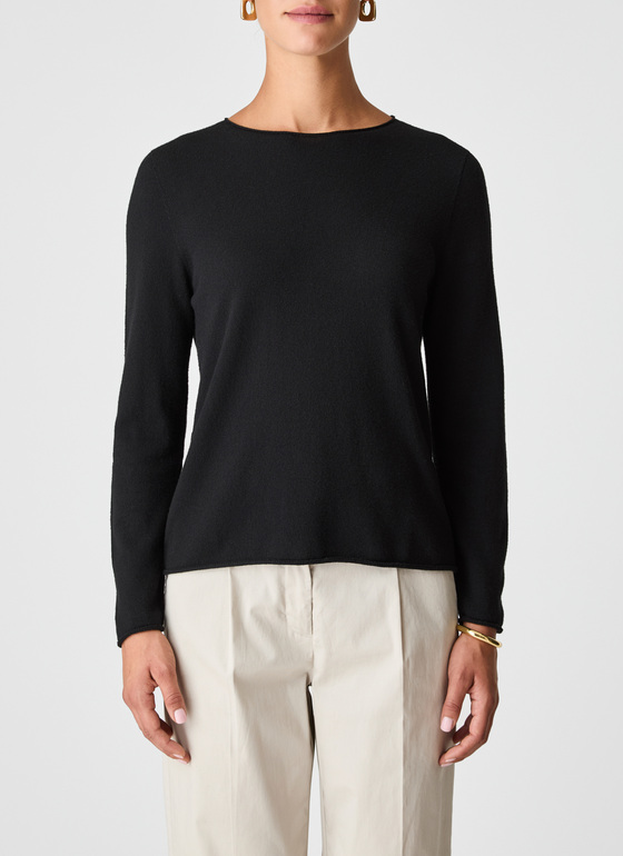 Pullover Rundhals 1/1 Arm Black Frontansicht