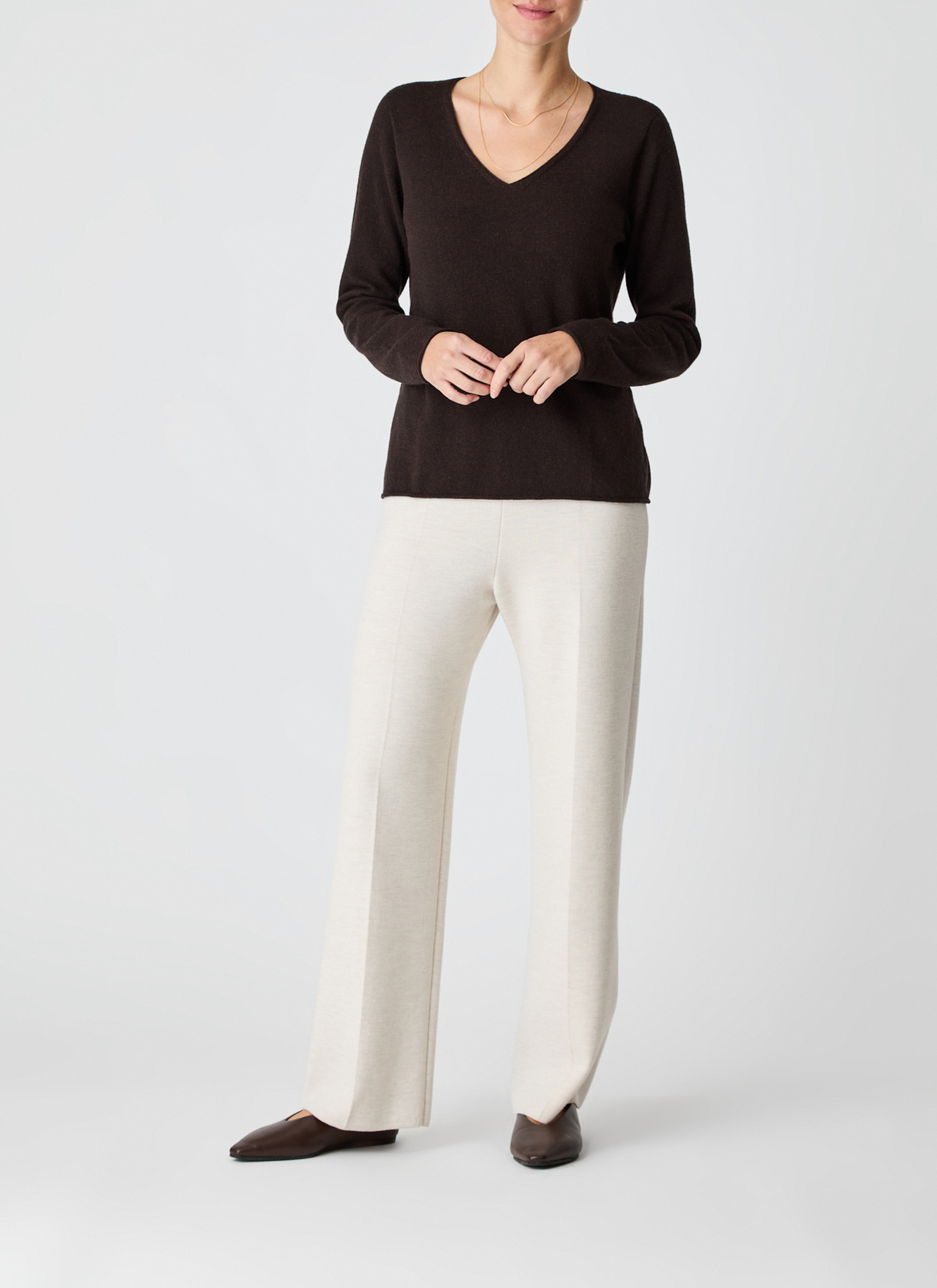 Pullover V-Ausschnitt 1/1 Arm, Dark Espresso Detailansicht 1