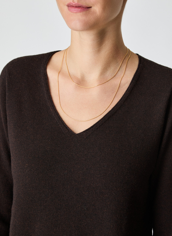 Pullover V-Ausschnitt 1/1 Arm Dark Espresso Frontansicht