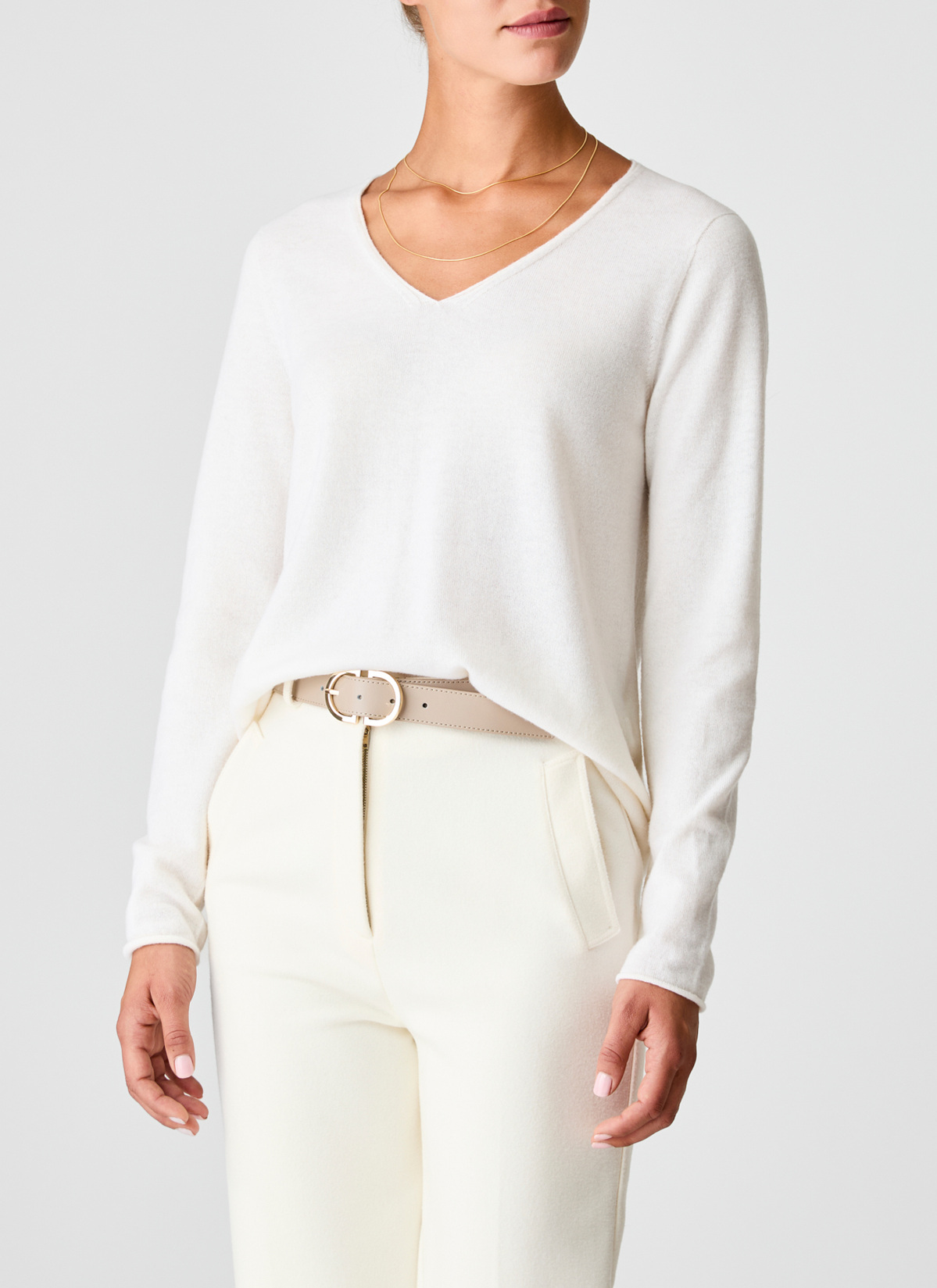 Pullover V-Ausschnitt 1/1 Arm, New White Frontansicht