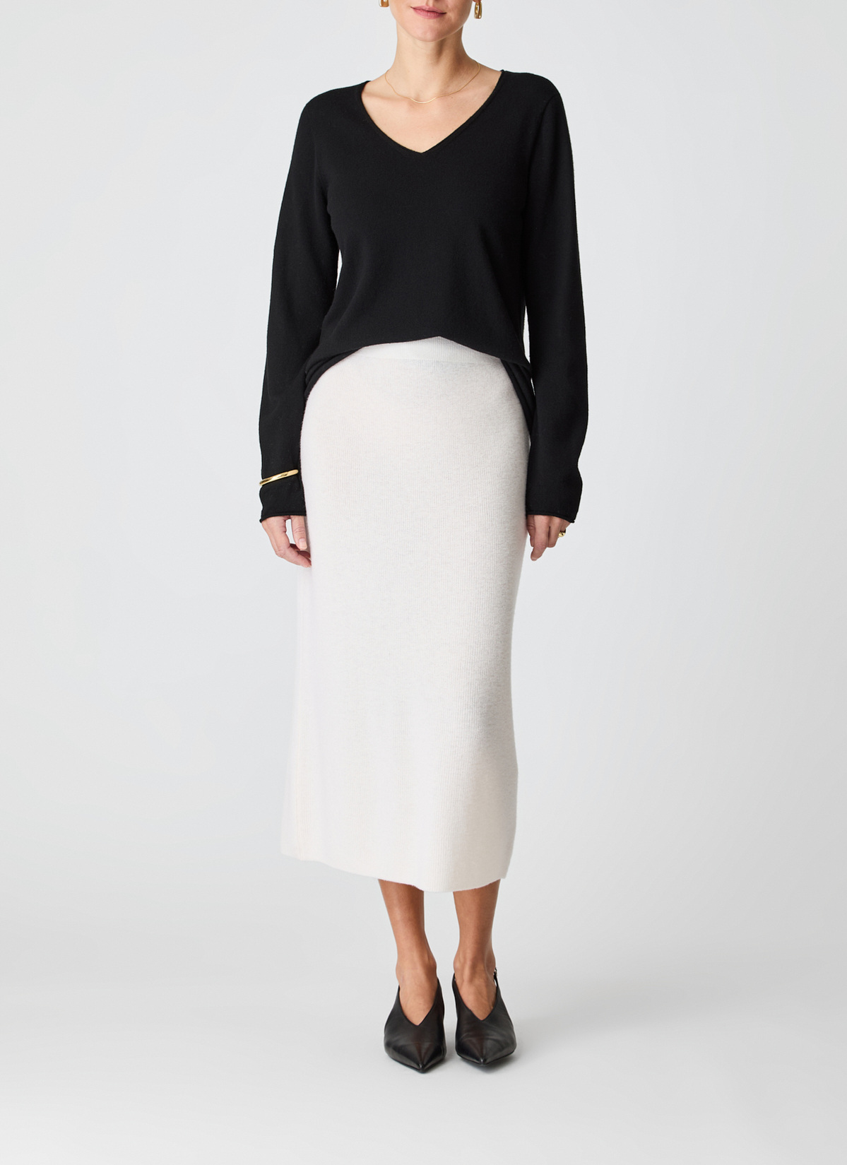 Pullover V-Ausschnitt 1/1 Arm, Black Detailansicht 1