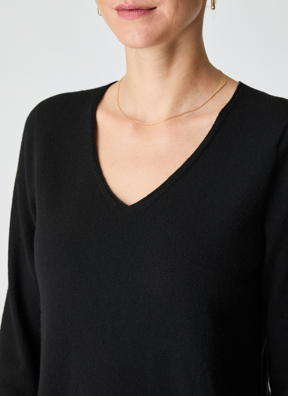 Pullover V-Ausschnitt 1/1 Arm Black Frontansicht