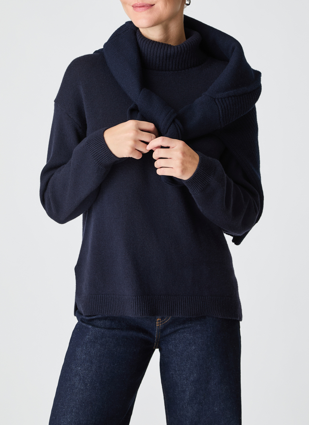 Pullover Rollkragen 1/1 Arm, Navy Detailansicht 1
