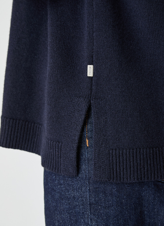 Pullover Rollkragen 1/1 Arm Navy Frontansicht