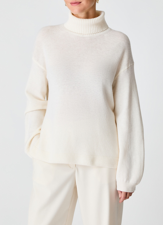 Pullover Rollkragen 1/1 Arm New White Frontansicht