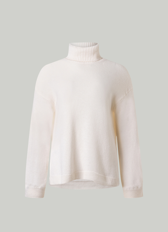 Pullover Rollkragen 1/1 Arm New White Frontansicht
