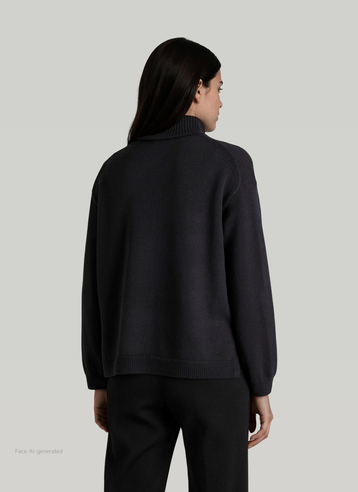 Pullover Rollkragen 1/1 Arm, Black Rückansicht