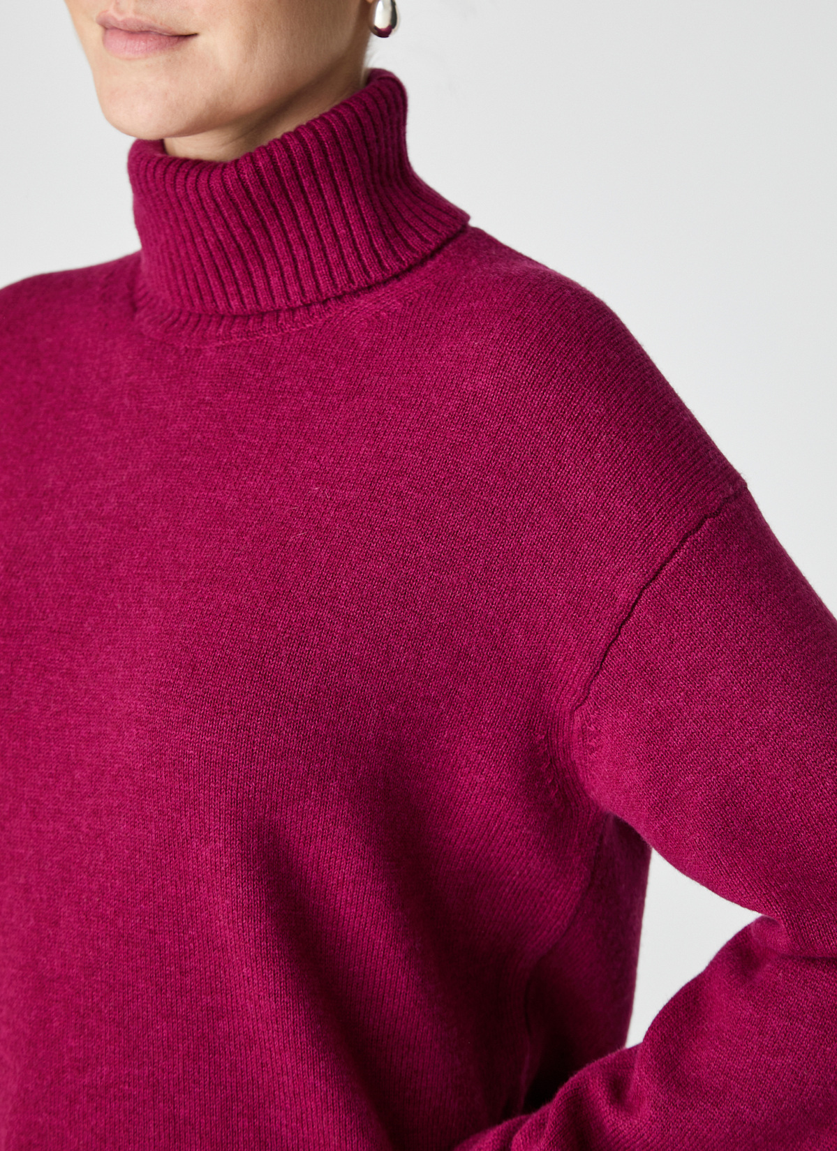 Pullover Rollkragen 1/1 Arm, Bordeaux Detailansicht 2