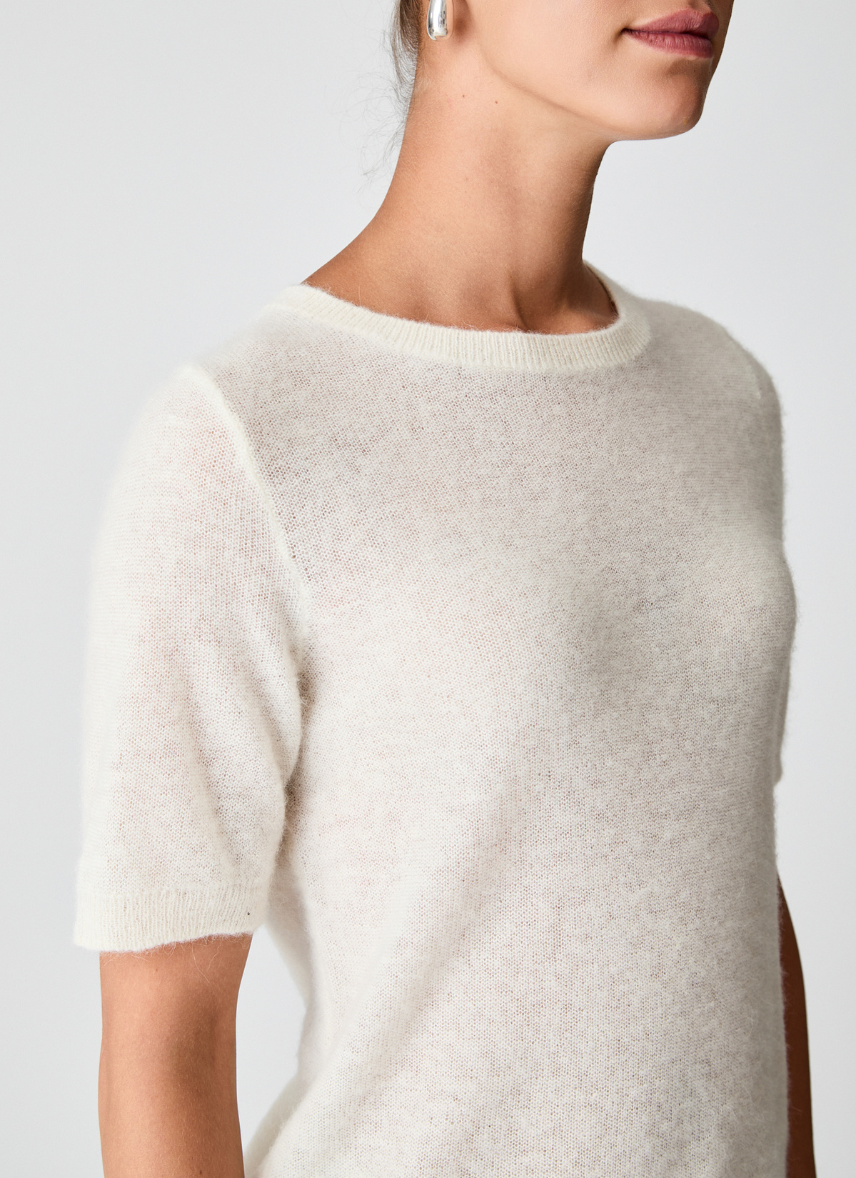 Pullover Rundhals 1/1 Arm, New White Detailansicht 2
