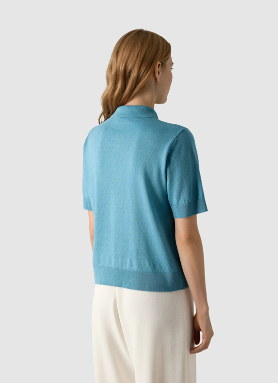 Poloshirt Delphinium Blue Frontansicht