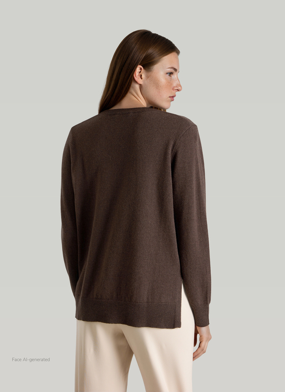 Pullover Stehkragen 1/2 Arm Dark Coffee Frontansicht