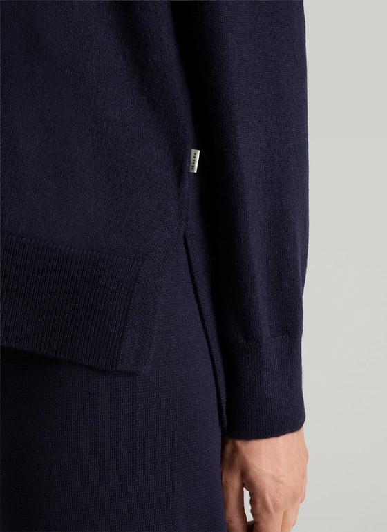 Pullover Stehkragen 1/2 Arm Navy Frontansicht