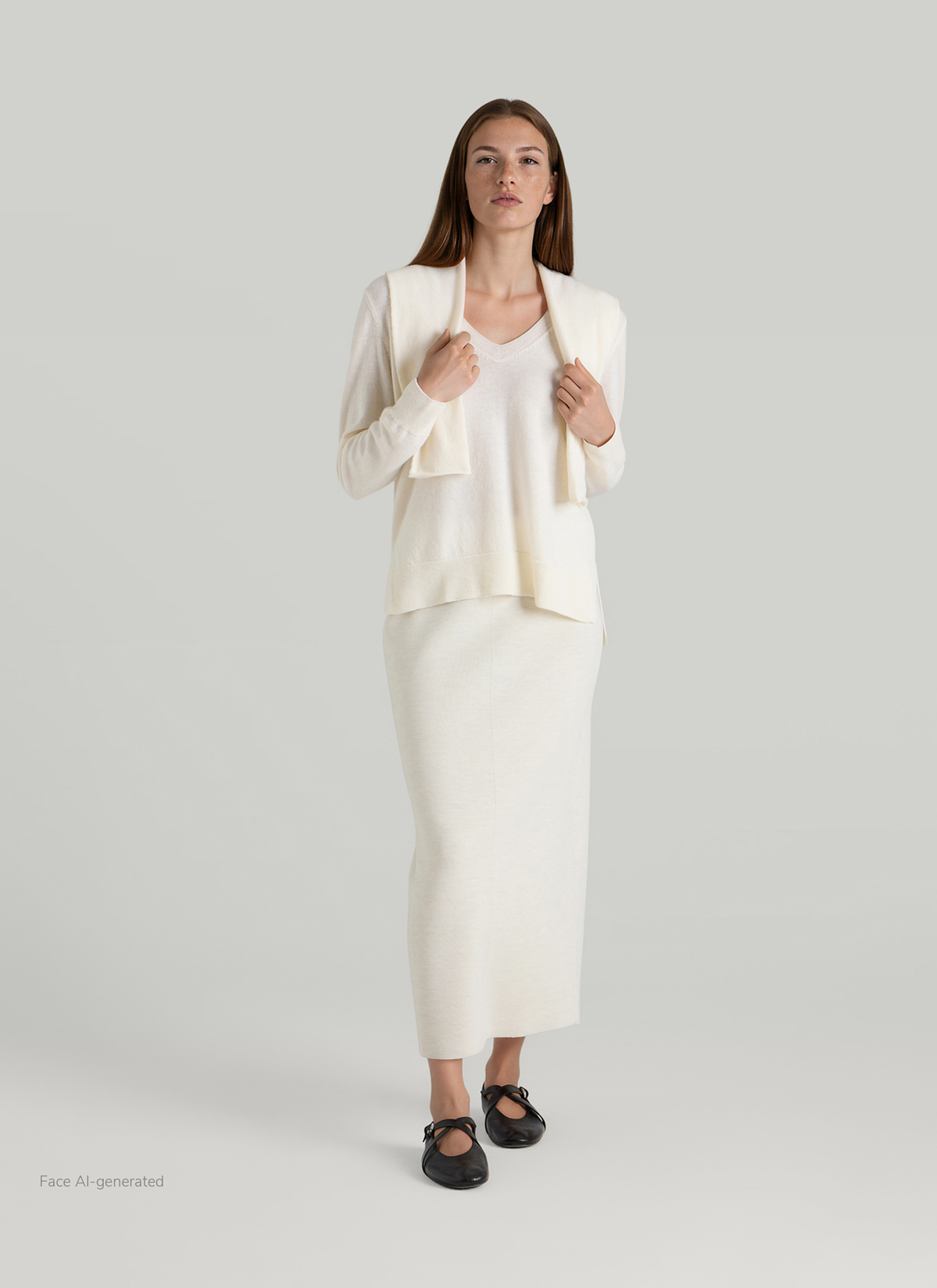 Pullover Stehkragen 1/2 Arm, New White Detailansicht 2