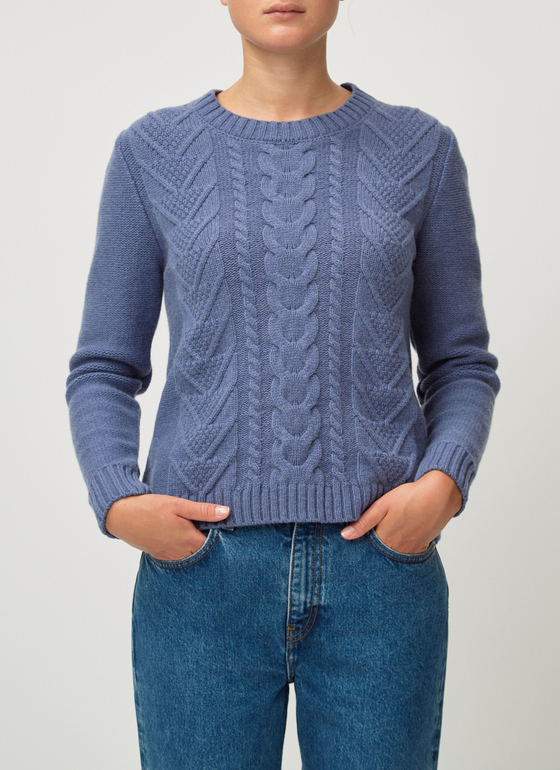 Pullover Rundhals 1/1 Arm Lapis Frontansicht