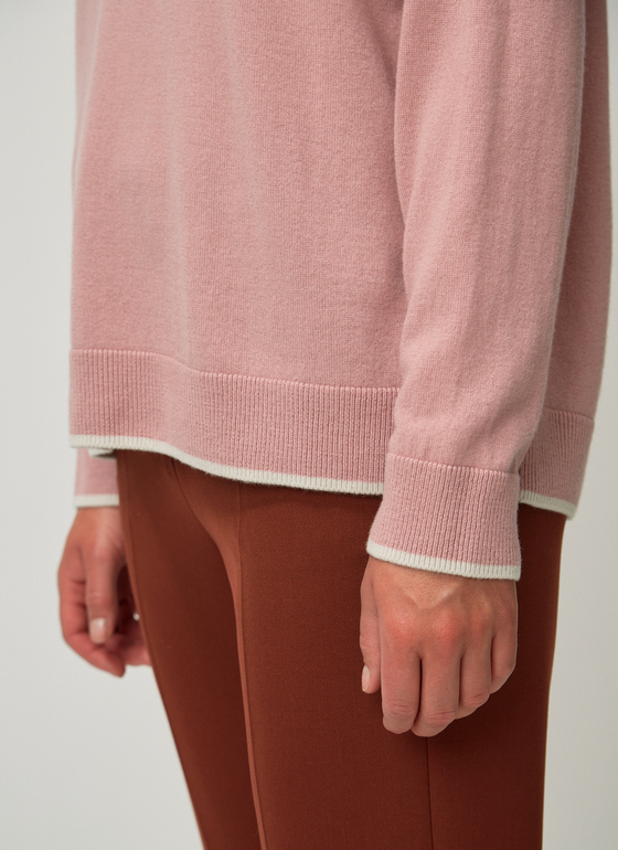 Pullover Rundhals 1/1 Arm Rosé Frontansicht