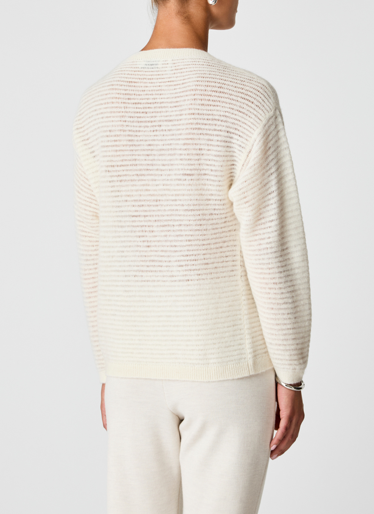 Pullover Rundhals 1/1 Arm, New White Rückansicht
