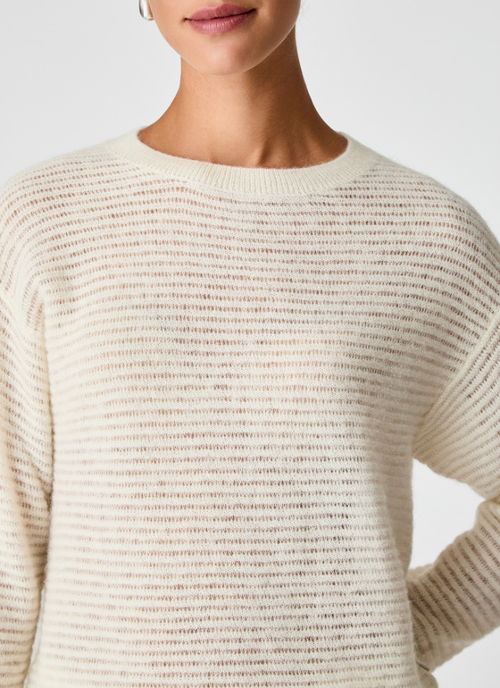 Pullover Rundhals 1/1 Arm New White Frontansicht