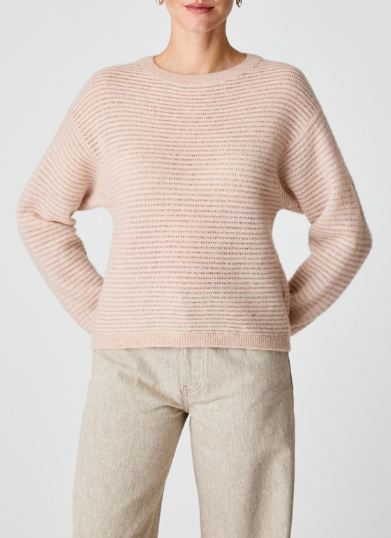 Pullover Rundhals 1/1 Arm Pastel Peach Frontansicht