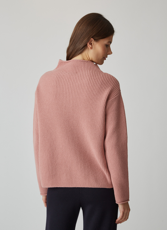 Pullover Rollkragen 1/1 Arm Rosé Frontansicht