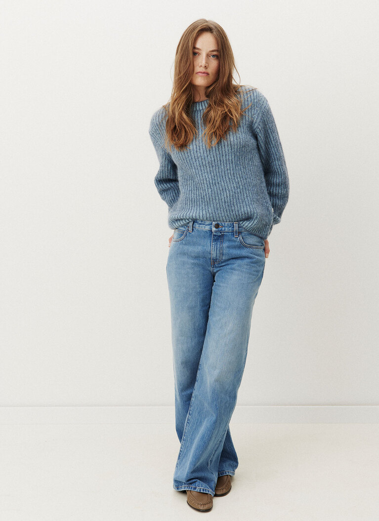 Pullover Rundhals 1/1 Arm, Whale Blue Frontansicht