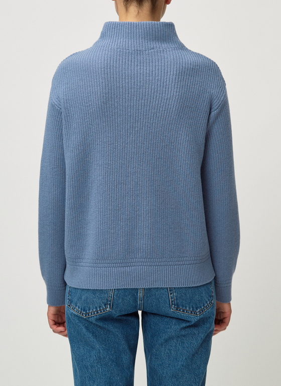 Pullover Stehkragen 1/1 Arm Whale Blue Frontansicht