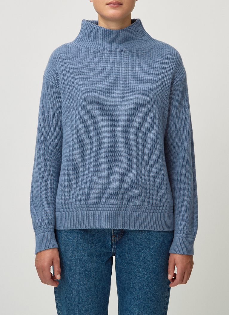 Pullover Stehkragen 1/1 Arm, Whale Blue Detailansicht 1