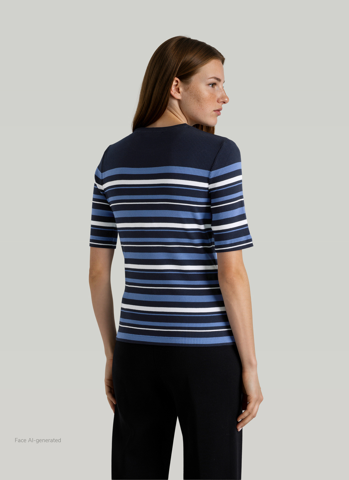 T-Shirt Rundhals 1/2 Arm, Navy Rückansicht