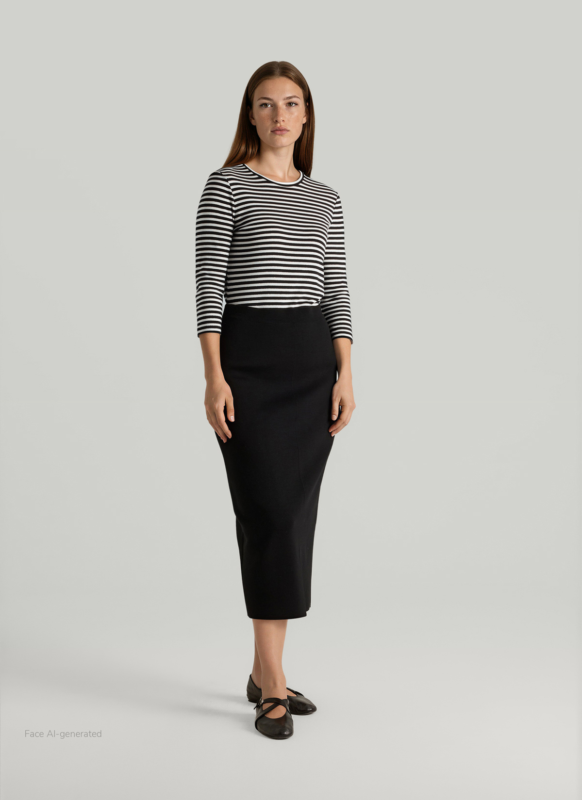 Longsleeve Rundhals 3/4 Arm, Black Detailansicht 2