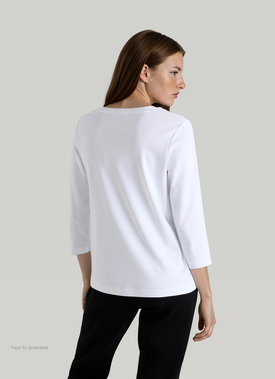 Longsleeve Rundhals 3/4 Arm Pure White Frontansicht